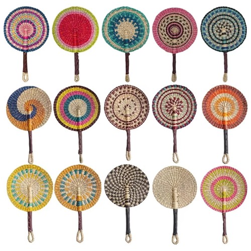 Vietnam Ventilador Tejido Verano Enfriamiento Hierba Tejido a Mano Ventilador Colgante de Pared Decoraciones - Imagen 5 de 35