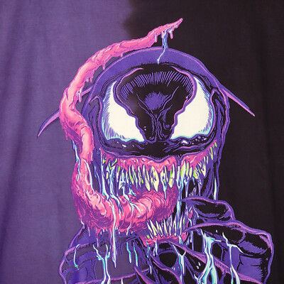 トップス VENOM PURPLE FACE SATIN LONG SHIRT ASOS DESIGN long sleeve t-shirt with Marvel Venom print in