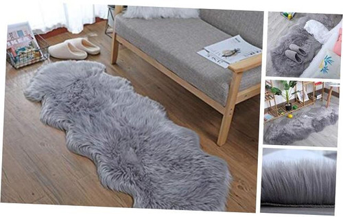 Faux Sheepskin Fur Rug Soft Fluffy Carpets Chair Couch Cover Seat 2 x 5.3 Grey
