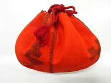 6574110: JAPANESE KIMONO / ANTIQUE DRAWSTRING BAG / WOVEN ABSTRACT PATTERN
