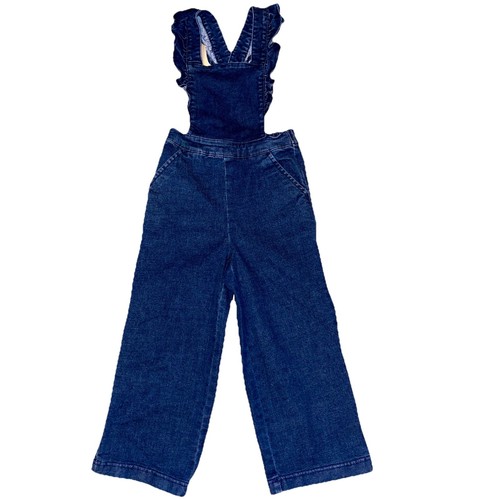 HANNA ANDERSSON 110cm / US 5 Kids Stretch Denim Ruffle Jumpsuit Overalls - Picture 2 of 10