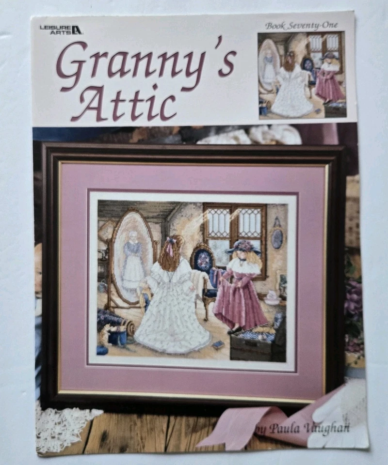 Granny's Attic Paula Vaughan Cross Stitch Pattern 3155 Girls Dress UP Book 71 - Image 3 of 3