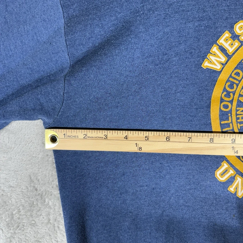 VTG West Virginia University Sweatshirt Men’s L Blue 90s Pullover Crew Neck USA - Image 4 of 4