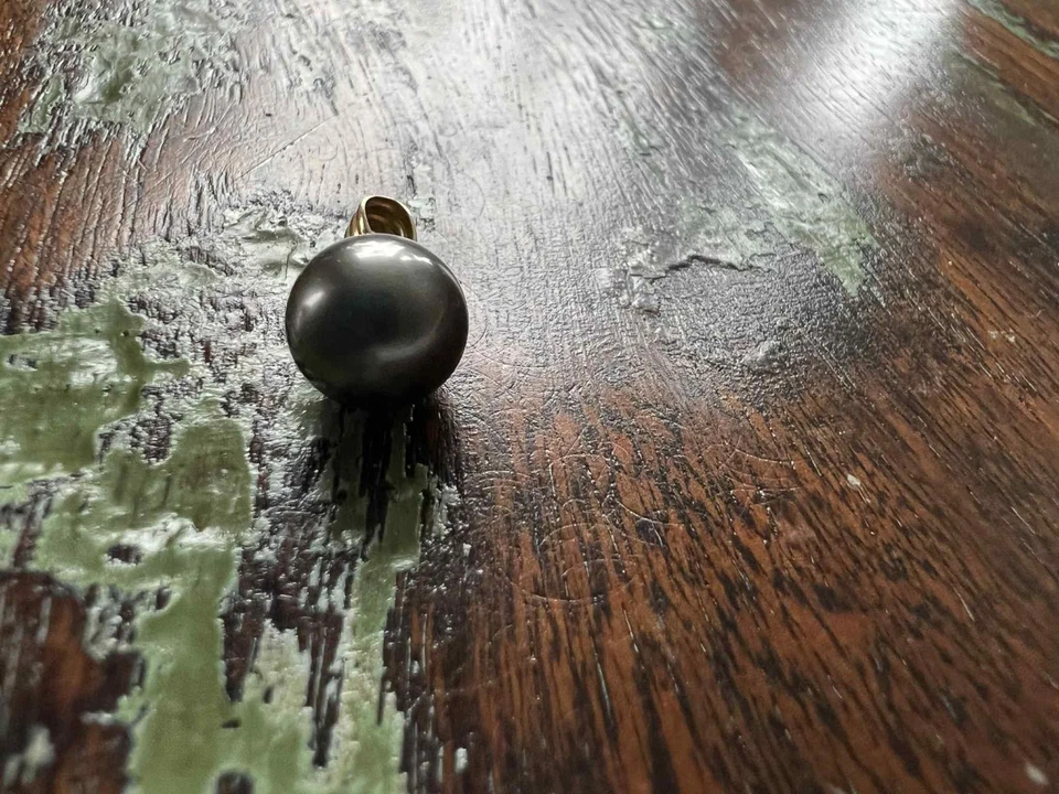 Perlfekt QVC  Anhänger Tahitiperle - schwarz  - Fassung 14K Gold 585 - wie neu  - Bild 2 von 3