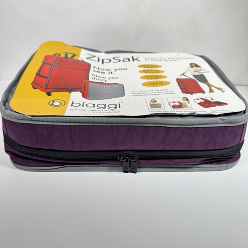 Biaggi ZipSak Luggage 27”x15”x12” Collapsible Purple Suitcase New - Picture 2 of 5