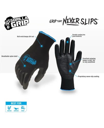 5 Paar Gorilla Grip Arbeitshandschuhe, Large, Max Grip, rutschfest, Nylon. - Bild 2 von 9