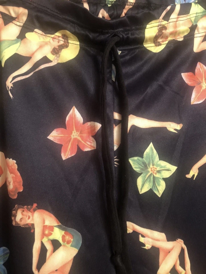 vintage '90s CARUSHKA drawstring PANTS - size M - Beach Girl tropical vacay Luau - Image 2 of 4