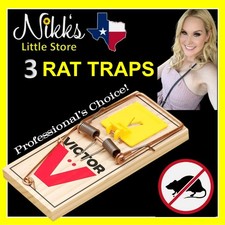 3x Large Rat Wood Snap Traps Victor M205 Professional Rodent Catcher