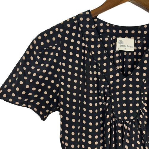 Stella Forest Anthropologie EU 36 Black & Tank Polka Dot Silk Shift Dress - Bild 5 von 9