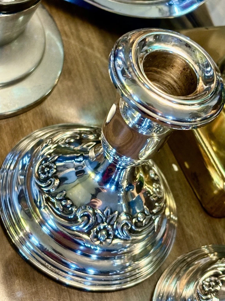 Пара подсвечников Reed & Barton из чистого серебра 4,25 дюйма 21S - Изображение 2 из 4