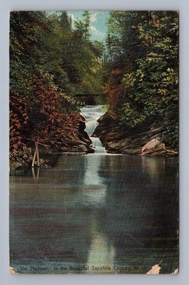 Antique North Carolina Postcard SYLVA the Narrows Waterfall 1908