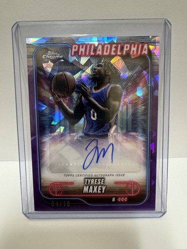 TYRESE MAXEY 2024-25 Topps Chrome Sapphire Autographs TCA-TM Purple Sapphire /10 - Picture 7 of 7