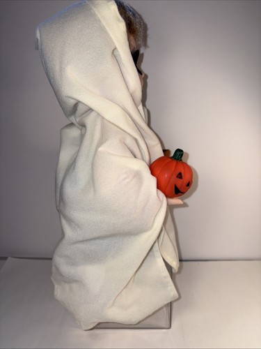 Vintage Animated Halloween Kids Child In Ghost Costume Moves w/Light Up Pumpkin - Picture 9 of 19