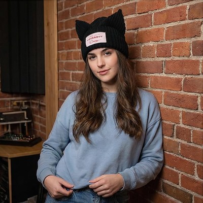 Cat Ear Beanie Y2K Cute Knit Hat with Ears Warm Crochet Hat  display picture 1