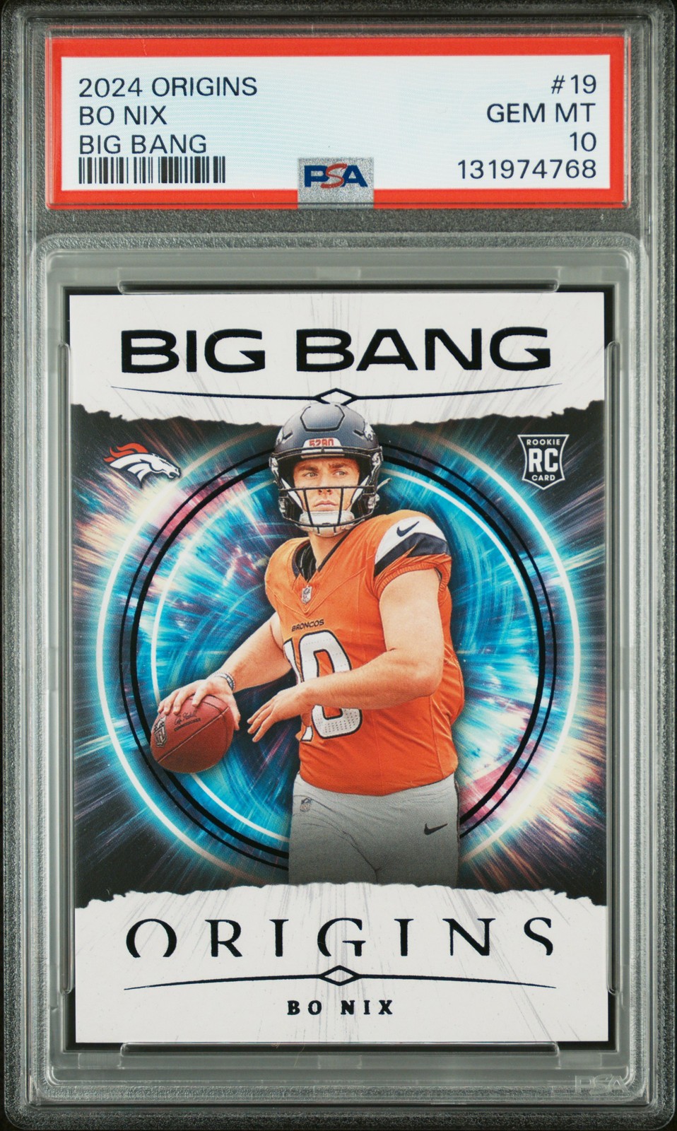 2024 PANINI ORIGINS BIG BANG #19 BO NIX PSA 10