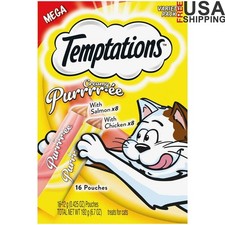 Creamy Puree Salmon Chicken Lickable Cat Treats Variety Pack 16 Pouches 12g Each