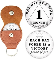 1 Month Sobriety Chip, 30 Days Sobriety Coin One Day at A Time AA Chips and M.