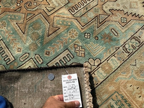 ALFOMBRA VINTAGE 6x9 silenciada hecha a mano oriental antigua azul verde óxido limpio herez fina - Imagen 3 de 22