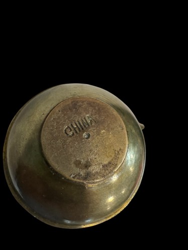 Small Miniature Vintage Brass Teapot w Lid | Inlaid Stones | Marked China - Picture 5 of 7