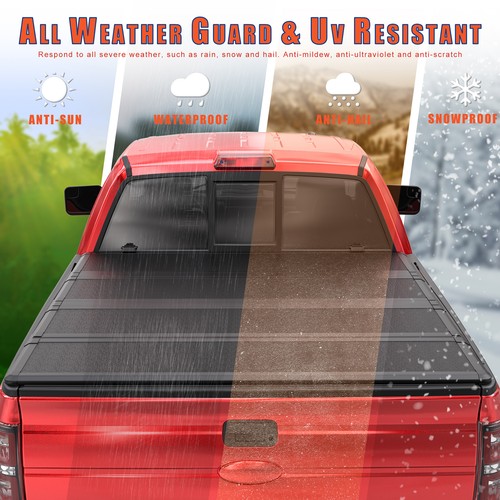 5.8FT FRP 4-Fold Low Pro Hard Tonneau Cover For 2019-2025 Silverado Sierra 1500 - Picture 8 of 10
