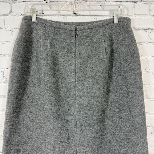 Vintage Talbots Wool Blend Midi Skirt Women Size 14 Petite Gray Fringe Hem Y2K - Picture 8 of 16