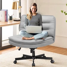 EXRACING Criss Cross Chair with Wheels Armless Cross Legged Office Chair Wide...