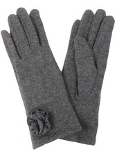 David  Young Womens Gray Rosette Stretch Fit Texting  Tech Gloves Grey