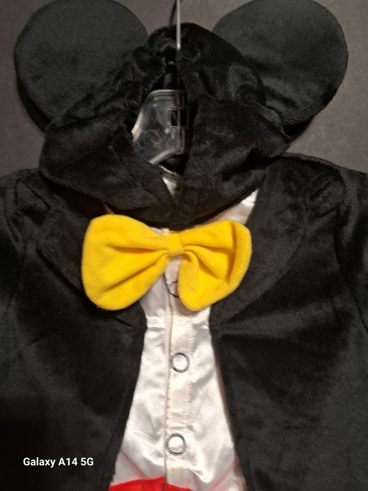 Mickey Mouse Baby 9/12Mo Disney Deluxe Costume 1 Pc Hooded Velour Warm Toys R Us - Image 2 of 4