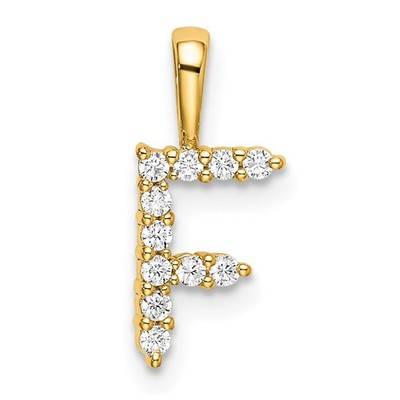 14k Gelbgold 1/8 Kt Lab gezüchteter Diamant Buchstabe F Initiale Anhänger Mutter Geschenk