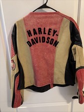 Vintage Women&rsquo;s Harley Davidson Oceanside Black Coral Leather Jacket