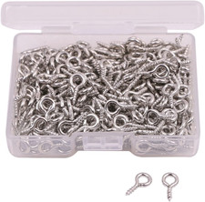 300PCS Mini Metal Hoop Peg Screw Eye Pin Hook for Arts Crafts Projects, Cork T