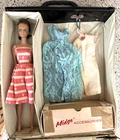 Vintage 1962 Midge Barbie Doll Brunette With Case & 2 Dresses