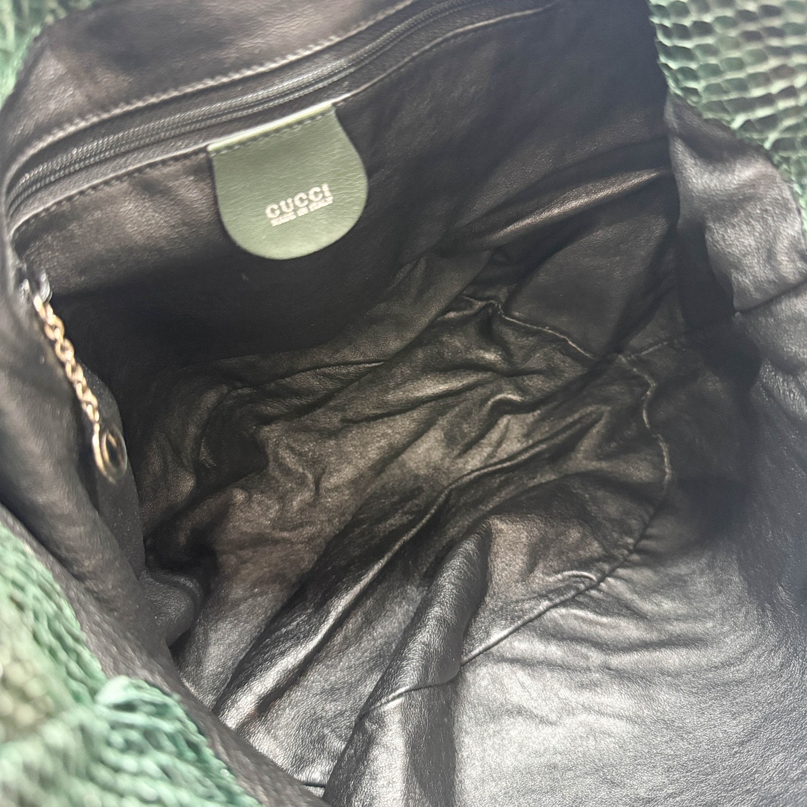 GUCCI Bamboo Green Python Embossed Leather Two Wa… - image 12