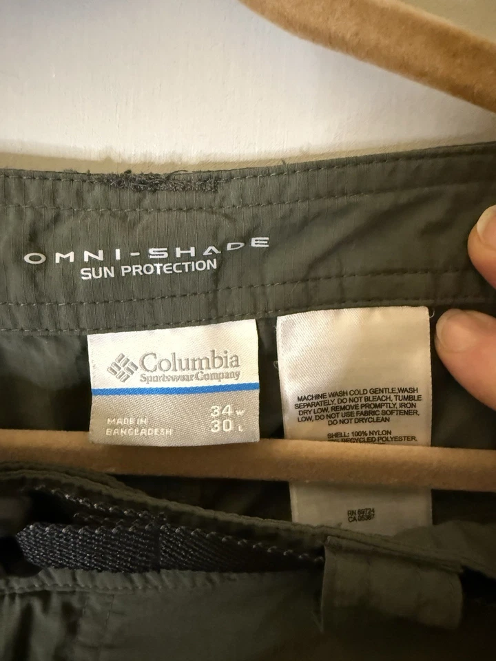 Pantalones convertibles de senderismo Columbia 34x30 omni-sombra para hombre Foto 3 de 4