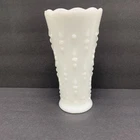 Vintage 1960's Anchor Hocking Milk Glass Vase Teardrop and Pearl White Decor