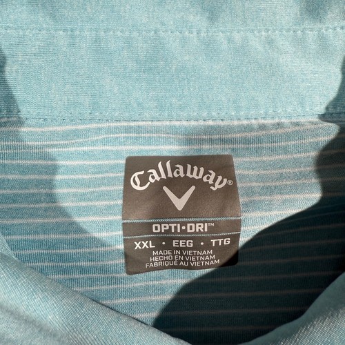 Callaway Polo T Shirt Mens XXL Blue Opti Dry Golf Striped Summer Comfort - Picture 3 of 7