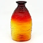 Blenko Tangerine Strata Art Glass Vase 9 1/4” Red Orange Yellow Amberina 2007