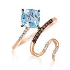 LeVian 14K Rose Gold Cocktail Ring with 1.31 ct. Aquamarine & Diamond - Size 6