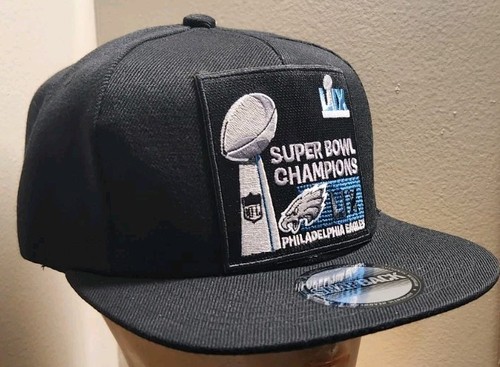 Cappello Philadelphia Eagles Superbowl nero Flat Bill Snapback Superbowl LIX Hat - Foto 3 di 13