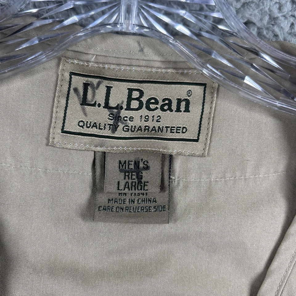 LL Bean Vest Mens Medium Tan Outdoor Utility Safari Guide Fishing Hunting Camp - Image 4 of 4