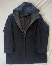 Vintage Pendleton Hooded Coat Jacket Blk 100 Merino Wool Womens Size 12 USA