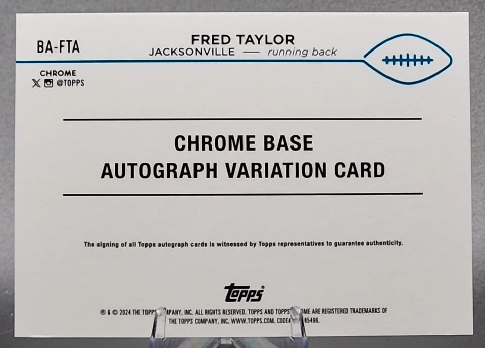 Fred Taylor /5 2024 Topps Chrome 签名红色几何折射器变体美洲虎 — 第 2/3 张图片