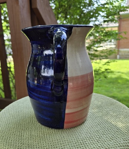 Vintage Marshall Pottery Pottery Stoneware Ceramic Pitcher Texas Flag 7.5" - Picture 6 of 15