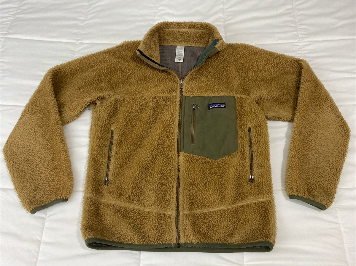 PATAGONIA Retro X Fleece Deep Pile Zip Up Jacket Tan Men's Size XS