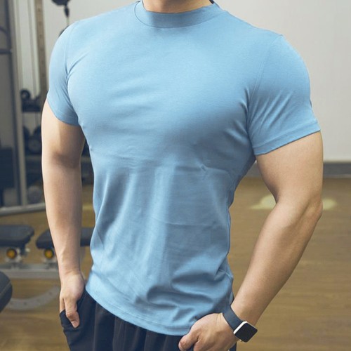 Hombres Mangas Cortas Camiseta Atlética Cuello de Tortuga Prenda para el torso Calce Ajustado Camiseta Interior Ropa Informal - Imagen 30 de 38