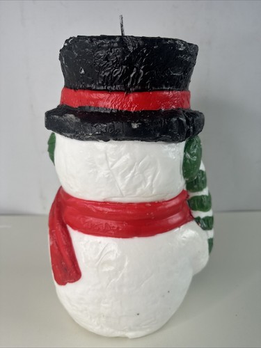 Vela de cera navideña muñeco de nieve vintage grande clásica - 28 cm - nunca encendida - Imagen 3 de 8