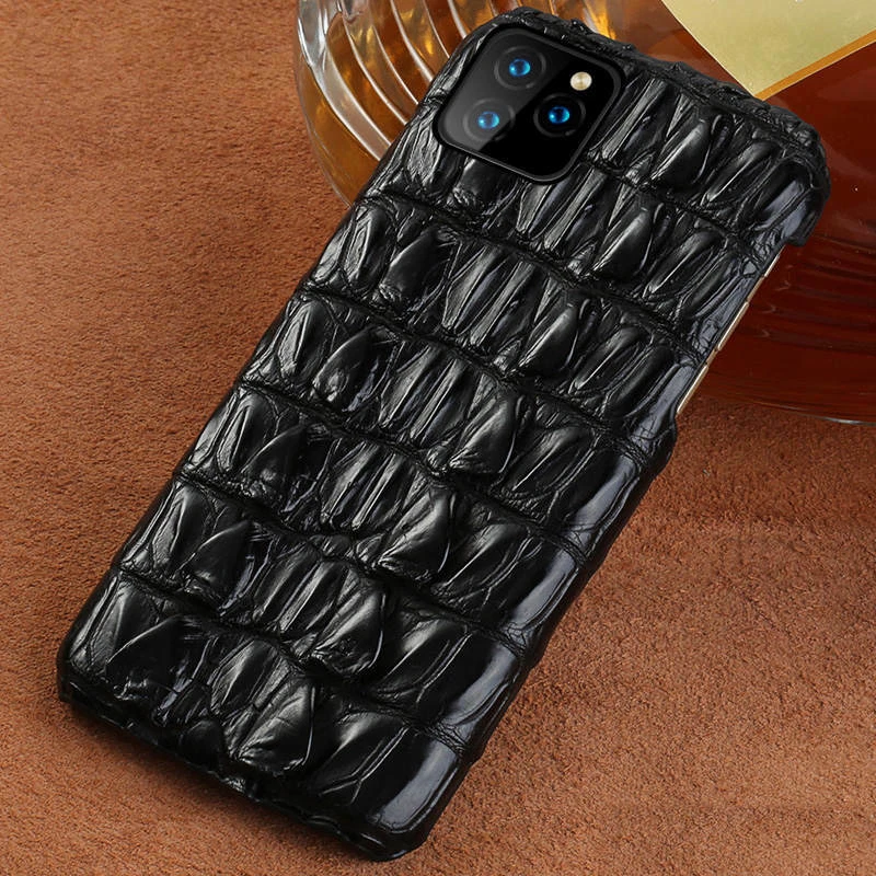Genuine Crocodile Leather Case for iPhone 15 Pro Max 14 Alligator Skin 3D Cover