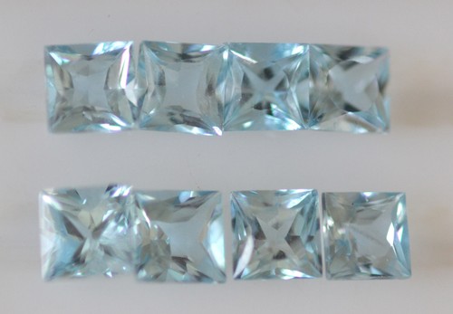 Clean Gem Natural Aquamarine 5mm Princess Cut ( A color) Matching Sets Availble - Picture 1 of 4