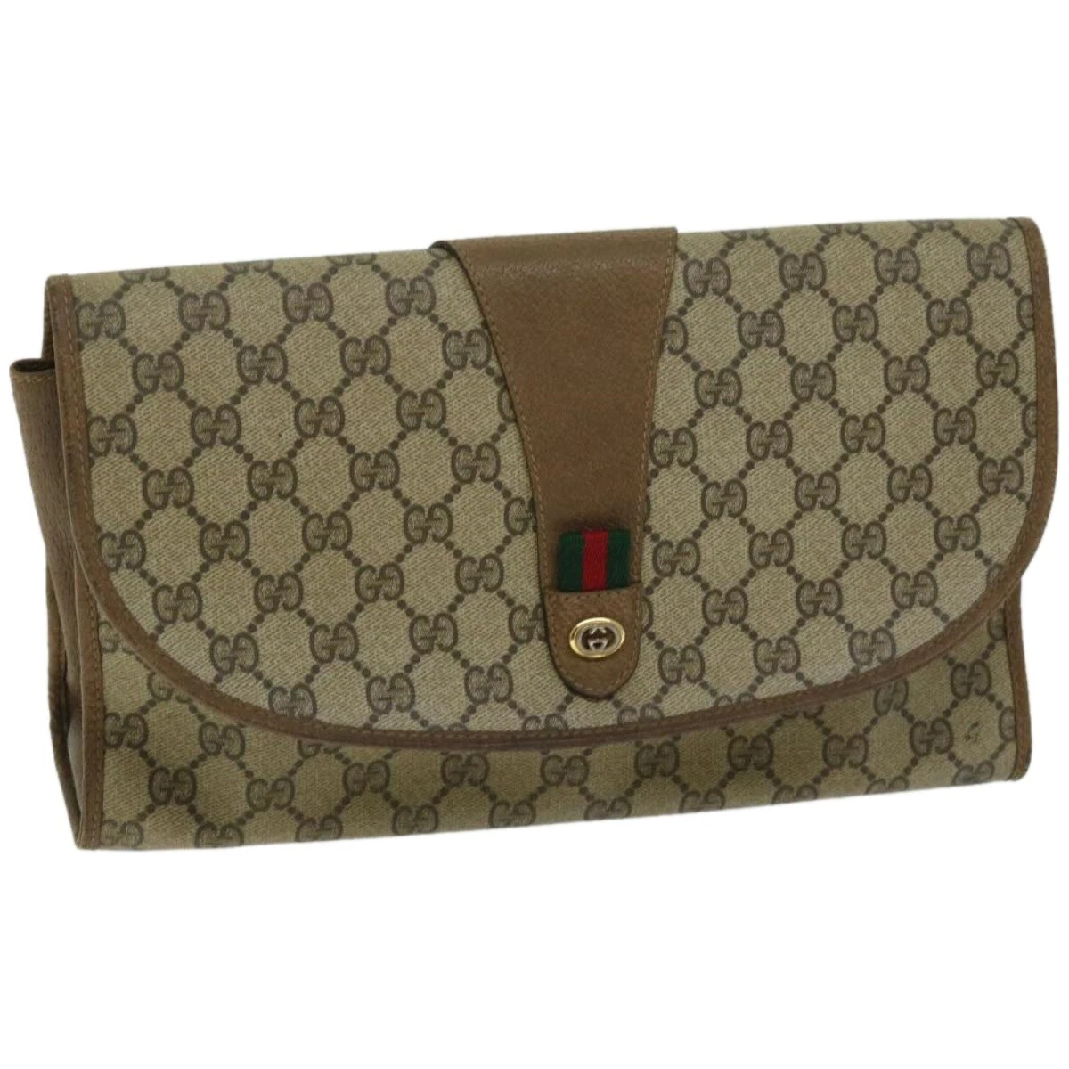 Sac pochette GUCCI GG Supreme Web Sherry Line beige rouge vert 89 01 031 authentique 67007