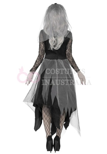 Ladies Zombie Graveyard Corpse Bride Costume Womens Horror Halloween Fancy Dress - Picture 4 of 5